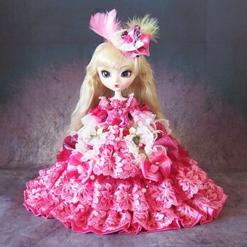 sold★ドール服 気品と重厚の融合 麗しのベルサイユの薔薇 プリティーローズ フリルドールドレスの画像