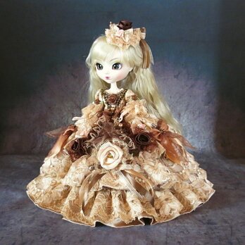 sold ドール服 ベルサイユの薔薇 サイドフリル 重厚なブロンズゴールド ドールドレスの画像
