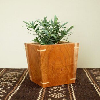 木製 鉢カバー ケヤキ材1　3号鉢用　植木鉢カバーの画像