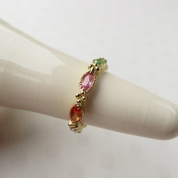 Ｋ18  Color Sapphire・Green garnet Pinkie ringの画像