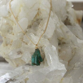 Unheated Natural Emerald Necklace w/ K18Goldの画像