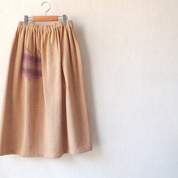 手織り綿のねこポケスカートの画像
