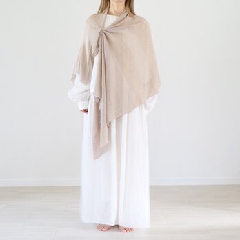 ◆リングパーツをプレゼント◆ラスト1点◆Norma[ノルマ] ボーダーラメ・ベーシックストール/ヌード・ベージュxゴールド・ラメの画像