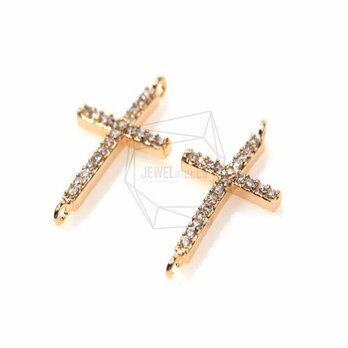 CNT-075-G【2個入り】キュービックジルコニアクロスコネクタ,CZ Cross Connectorの画像