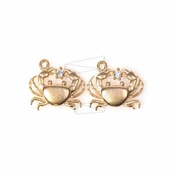 PDT-412-MG【2個入り】キュービックジルコニアカニペンダント,CZ crab pendantの画像