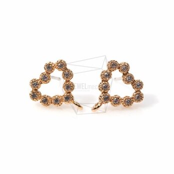 ERG-123-G【2個入り】キュービックジルコニアハートピアス,cz heart Earringsの画像