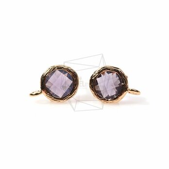 ERG-157-G【2個入り】ガラスピアス,Glass Post Earring(Amethyst)/ 8mmx10mmの画像