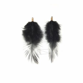 BSC-030-G【5個入り】フェザーチャーム,Black Feather Charm/30mm x 70mmの画像