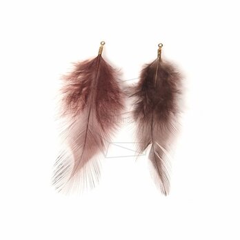 BSC-034-G【5個入り】フェザーチャーム,Brown Feather Charm/30mm x 70mmの画像