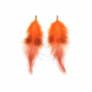 BSC-035-G【5個入り】フェザーチャーム,Orange Feather Charm/30mm x 70mmの画像