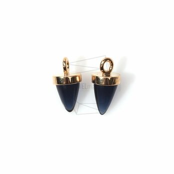 GLA-060-G【2個入り】ラウンドコーンガラス,Round Cone Glass Charm(Black)の画像