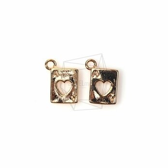 PDT-614-G【4個入り】スモエースハートカードペンダント,Ace Heart Card Shape Pendantの画像