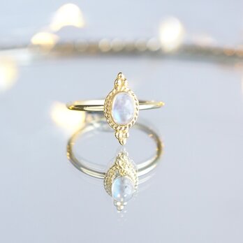 【Gold Vermeil/Gemstone】 Open Ring -Rainbow Moon Stone-,Phalangeの画像