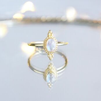 【Gold Vermeil/Gemstone】 Open Ring -Rainbow Moon Stone-,Phalange