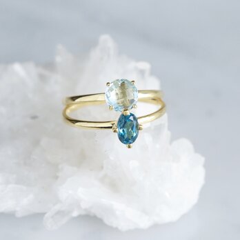 【Gold Vermeil/Gemstone】 Stuck Ring-Blue Topaz-の画像