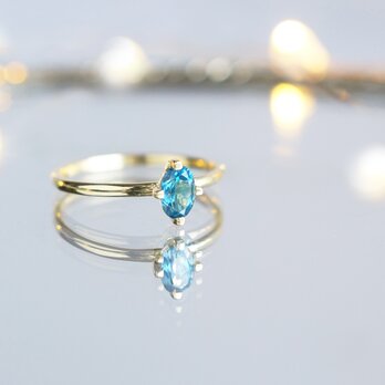 【Gold Vermeil/Gemstone】 Stuck Ring-London Blue Topaz-の画像