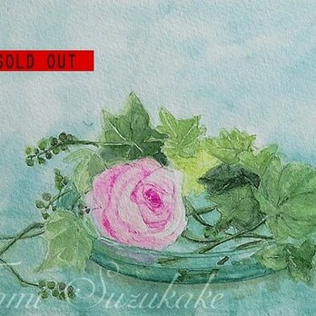 水彩画・原画「薔薇と野葡萄」の画像