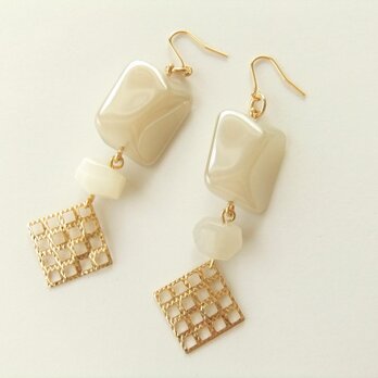 金具変更OK　Pierces or Earrings　ガラス　ムーンストーン（P0868）の画像