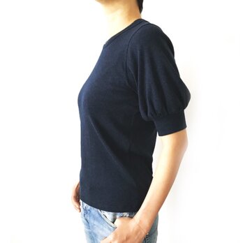 日本製オーガニックコットン 形にこだわった 大人のギャザー袖Tシャツ【サイズ・色展開有り】の画像