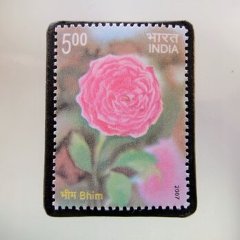 ★インド　薔薇切手ブローチ　5165の画像