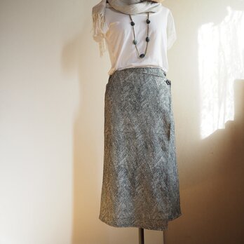 K's -変わり縮緬大理石模様のラップスカート【一点もの】-着物（古布）からの画像
