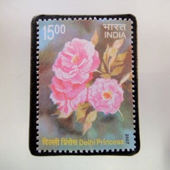 インド　薔薇切手ブローチ　5166の画像
