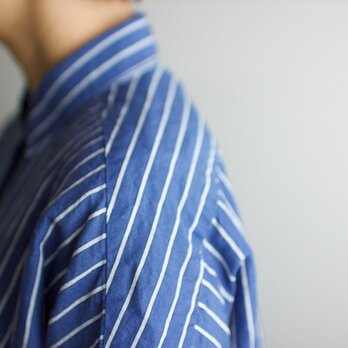 original cotton linen/ long shirt one piece/blue