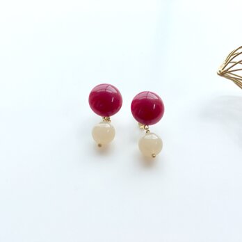 ラズベリーベージュのイヤリング