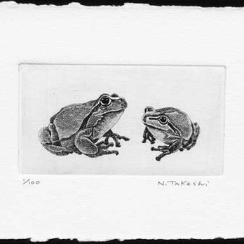 二匹の蛙/ 銅版画（作品のみ）の画像
