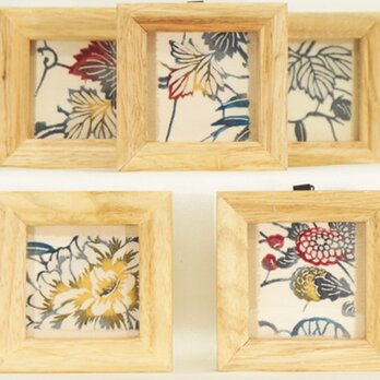 額014「実り」帯アート(小①)5個セットーインテリア/額/スタンド/壁掛け/飾り/kimono/着物/帯/和/手作り　の画像