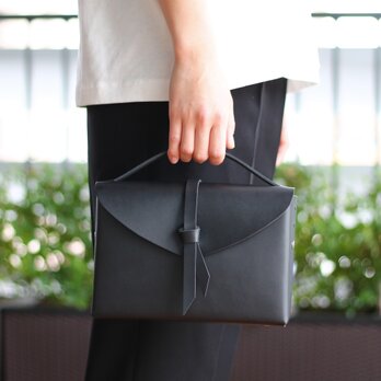 2way box bag slim / 2way レザーボックスバッグ スリム #黒色の画像