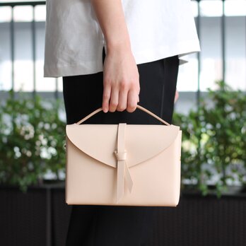 2way box bag slim #beige / 2way レザーボックスバッグ スリム #ベージュの画像