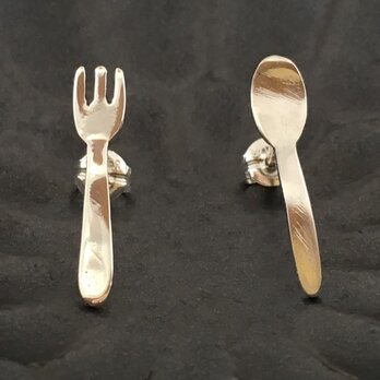 Little Fork & Spoon＊小さいフォーク＆スプーン Silverスタッドピアス＊の画像
