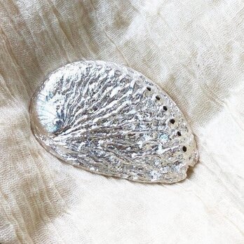 SV925銀製 大きな貝殻トレー 大粒ペリドット ペーパーウェイト 銀塊シェル 小物入れ オブジェの画像
