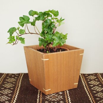 木製 鉢カバー クルミ材1　4号鉢用　植木鉢カバーの画像