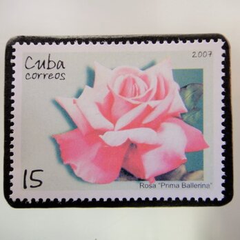 キューバ　薔薇切手ブローチ　5186の画像