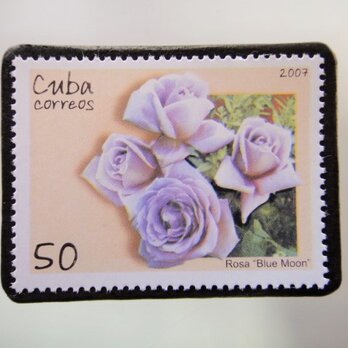 キューバ　薔薇切手ブローチ　5187の画像