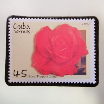 キューバ　薔薇切手ブローチ　5188の画像