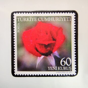 トルコ　薔薇切手ブローチ　5190の画像