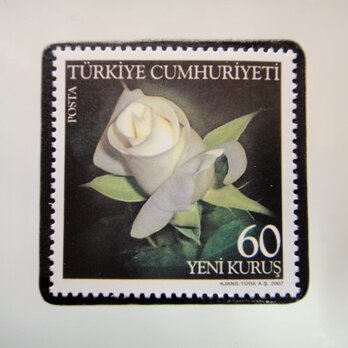 トルコ　薔薇切手ブローチ　5191の画像