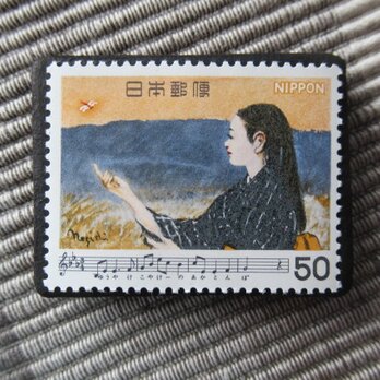 日本の歌　「赤とんぼ」切手ブローチ　5207の画像