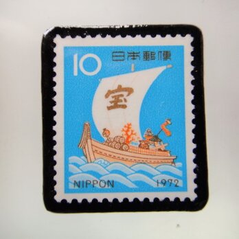 ★日本　宝船切手ブローチ　5197の画像