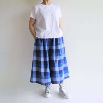 播州織コットン＊空の色のキュロットスカートの画像