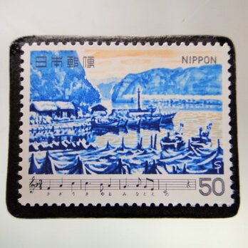 日本の歌「冬げしき」切手ブローチ　5213の画像