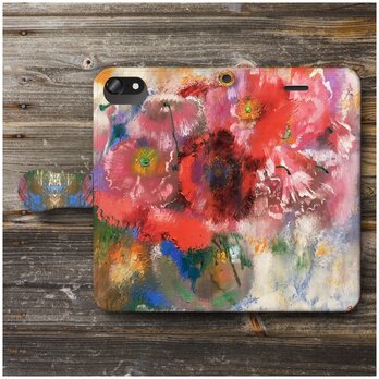【アウグスト ジャコメッティ グレーの背景のケシの花】スマホケース手帳型 全機種 対応 絵画 人気 プレゼント iPhoneXRの画像
