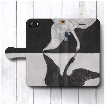 【ヒルマ アフ クリント The Swan No 1】スマホケース手帳型 全機種 対応 絵画 人気 プレゼント iPhoneXRの画像