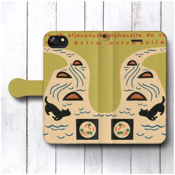 【ヴィンテージマッチラベル 北欧デザイン レトロ】スマホケース手帳型 全機種対応 絵画 人気 プレゼント iPhoneXRの画像