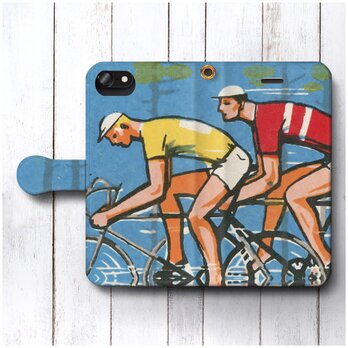 【アンティーク 北欧デザイン レトロ 自転車】スマホケース手帳型 全機種 対応 絵画 人気 プレゼント iPhoneXRの画像