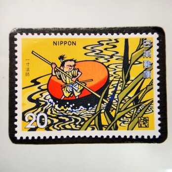 日本　童話「一寸法師」切手ブローチ　5217の画像