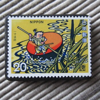 日本　童話「一寸法師」切手ブローチ　5217の画像